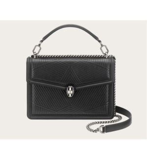 Bvlgari Women Serpenti Forever Top Handle Bag in Calf Leather-Black