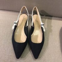 Dior Women Ballerina in Technical Canvas and J’Adior Ribbon 1cm Shoes Black 1