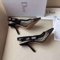 Dior Women J’adior Pump in Dotted Swiss Tulle and Rhinestones in 10 cm Heel-Black 1