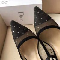 Dior Women J’adior Slingback in Gold-Tone Dotted Swiss in 10 cm Heel-Black 1