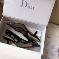 Dior Women J’adior Slingback in Gold-Tone Dotted Swiss in 6