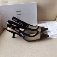 Dior Women J’adior Slingback in Gold-Tone Dotted Swiss in 6