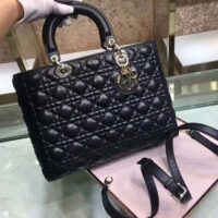 Dior Women Lady Dior Lambskin Tote Bag-Black 1