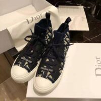 Dior Women Walk’N’Dior Techincal Knit Oblique Mid-Top Sneaker-Navy 1