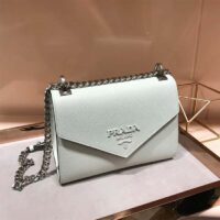 Prada Monochrome Saffiano Leather Bag-White 1