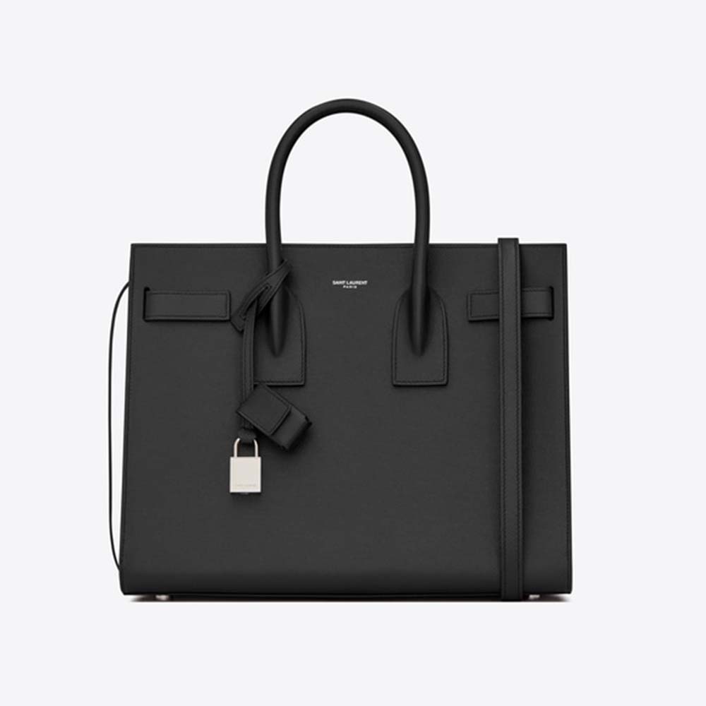 Saint Laurent YSL Women Classic Sac De Jour Small in Grain De Poudre Embossed Leather-Black