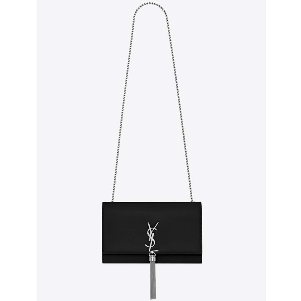 Saint Laurent YSL Women Kate Medium with Tassel in Grain De Poudre Embossed Leather