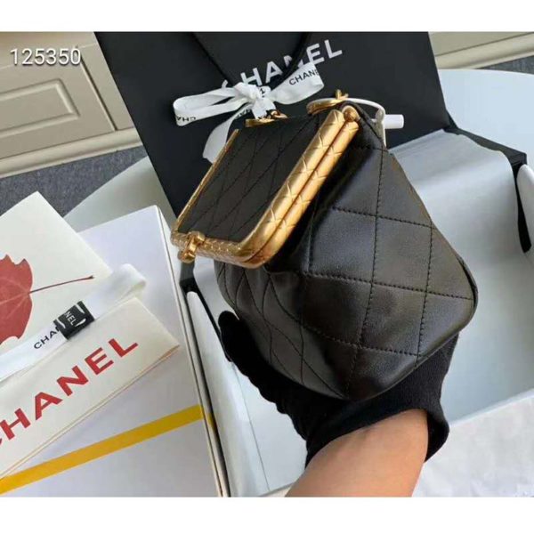 Chanel Women Kiss-Lock Bag Lambskin & Gold-Tone Metal-Black (1)