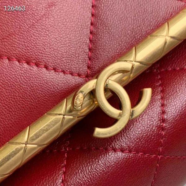 Chanel Women Kiss-Lock Bag Lambskin & Gold-Tone Metal-Red (1)