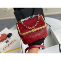 Chanel Women Kiss-Lock Bag Lambskin & Gold-Tone Metal-Red