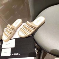 Chanel Women Mules Lambskin Beige & White