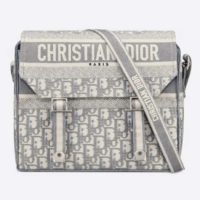 Dior Unisex Diorcamp Bag Oblique Embroidery Embroidered Canvas Messenger Bag-Grey