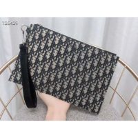 Dior Unisex Pouch Beige and Black Dior Oblique Jacquard-Black