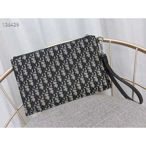 Dior Unisex Pouch Beige and Black Dior Oblique Jacquard-Black 3