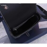 Dior Unisex Saddle Pouch Black Grained Calfskin Bee Patch Embroidery