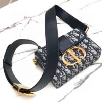 Dior Women 30 Montaigne Box Bag Blue Dior Oblique Jacquard