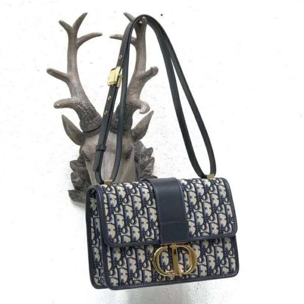 Dior Women 30 Montaigne Bag Blue Dior Oblique Jacquard (5)