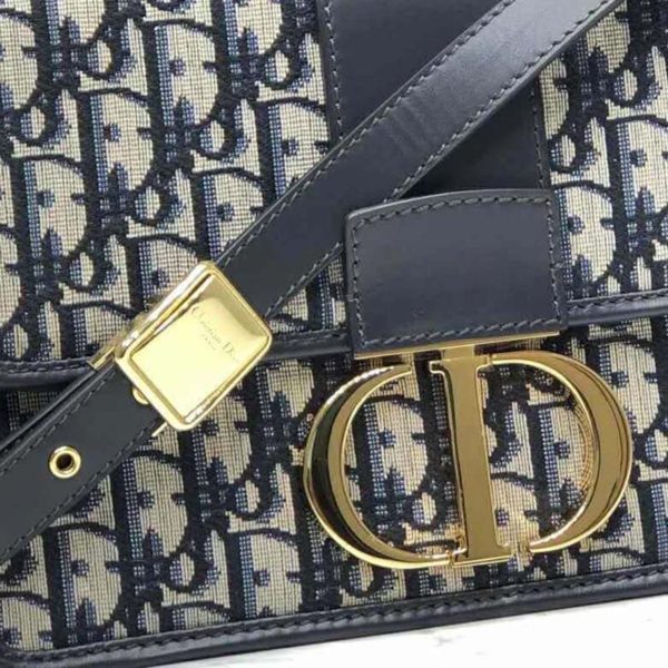 Dior Women 30 Montaigne Bag Blue Dior Oblique Jacquard (9)