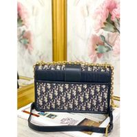 Dior Women 30 Montaigne Chain Bag Blue Dior Oblique Jacquard