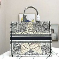 Dior Women Book Tote Blue Multicolor Dior Around the World Embroidery