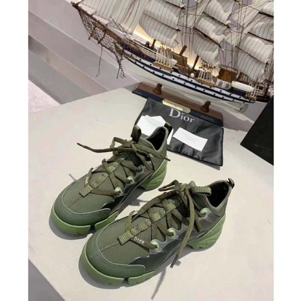 Dior Women D-Connect Sneaker Khaki Technical Fabric Neoprene-Dark Green (1)