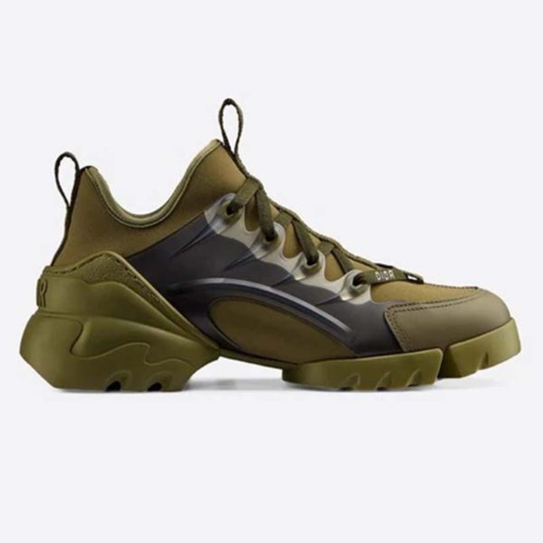 Dior Women D-Connect Sneaker Khaki Technical Fabric Neoprene-Dark Green