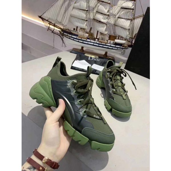 Dior Women D-Connect Sneaker Khaki Technical Fabric Neoprene-Dark Green (3)