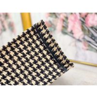 Dior Women Dior Book Tote Black and Beige Houndstooth Embroidery