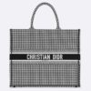 Dior Women Dior Book Tote Black and White Houndstooth Embroidery