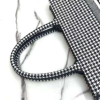 Dior Women Dior Book Tote Black and White Houndstooth Embroidery