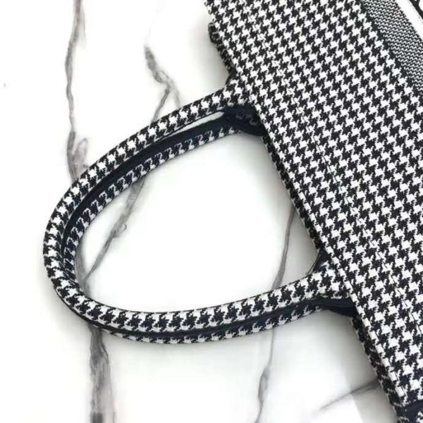 Dior Women Dior Book Tote Black and White Houndstooth Embroidery (8)