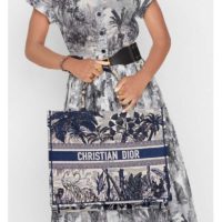 Dior Women Dior Book Tote Blue Palm Tree Toile De Jouy Embroidery