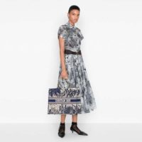 Dior Women Dior Book Tote Blue Palm Tree Toile De Jouy Embroidery