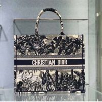 Dior Women Dior Book Tote Blue Palm Tree Toile De Jouy Embroidery