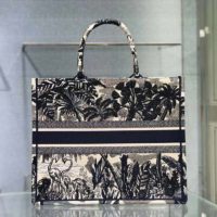 Dior Women Dior Book Tote Blue Palm Tree Toile De Jouy Embroidery