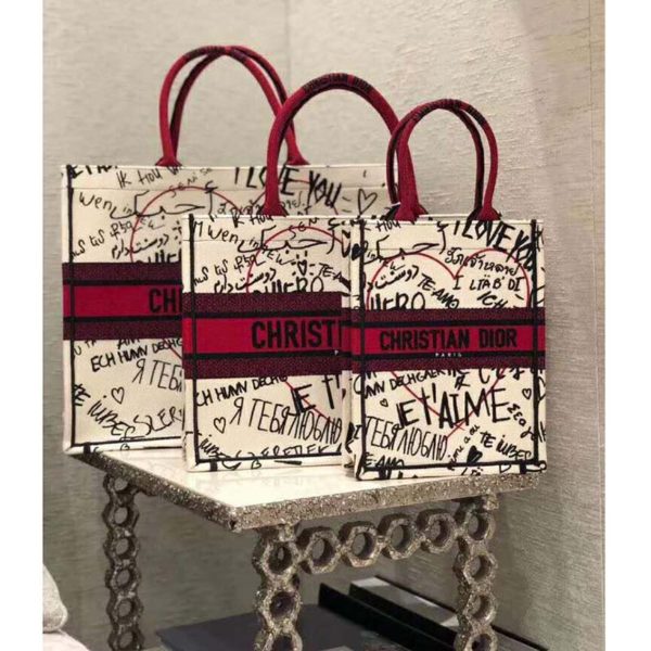 Dior Women Dior Book Tote Dioramour Graffiti Latte Multicolor Embroidery (2)