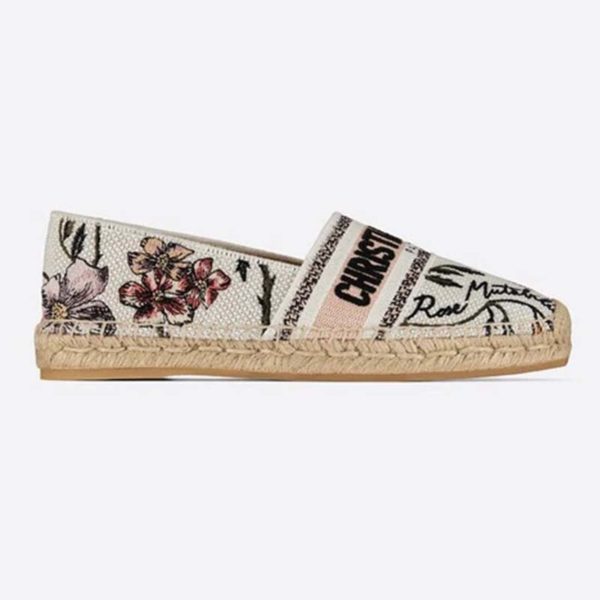 Dior Women Dior Granville Espadrille Embroidered ‘Christian Dior’ Signature-Beige