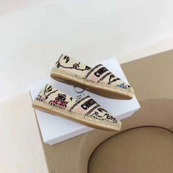 Dior Women Dior Granville Espadrille Embroidered ‘Christian Dior’ Signature-Beige (9)