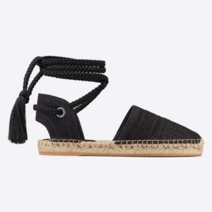 Dior Women Dior Granville Espadrille Laces Oblique Embroidered Cotton-Black