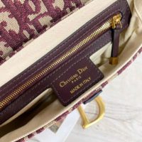 Dior Women Iconic Saddle Bag Burgundy Dior Oblique Embroidered Canvas