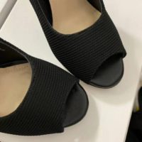 Dior Women J’Adior Heeled Sandal Black Technical Fabric Embroidered Cotton Flat Bow