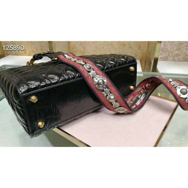 Dior Women Large Lady Dior Bag Black Cannage Patent Calfskin (6)