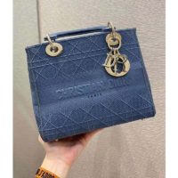 Dior Women Medium Lady D-Lite Bag Cannage Embroidery-Navy