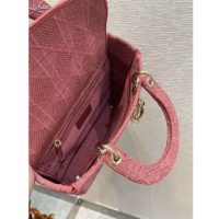 Dior Women Medium Lady D-Lite Bag Cannage Embroidery-Rose