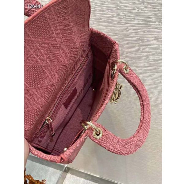 Dior Women Medium Lady D-Lite Bag Cannage Embroidery-Rose (10)