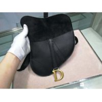 Dior Women Saddle Belt Clutch in Black Embossed Grained Calfskin
