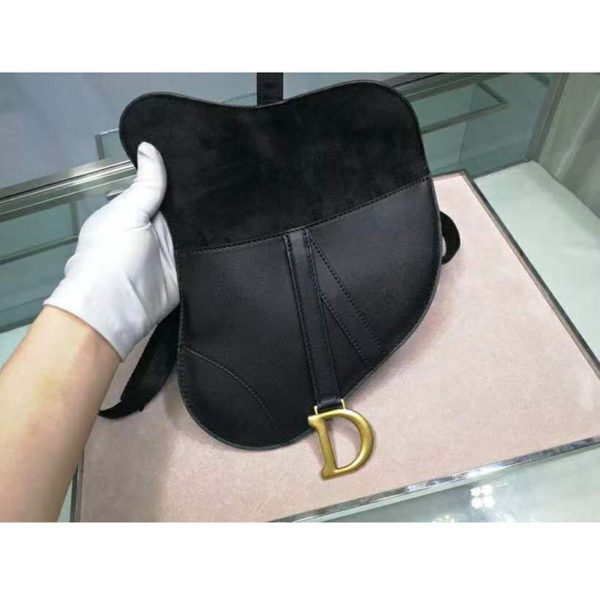 Dior Women Saddle Belt Clutch in Black Embossed Grained Calfskin (7)