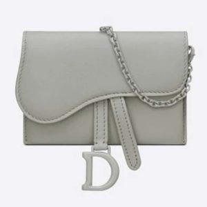 Dior Women Saddle Nano Pouch Gray Stone Ultramatte Calfskin-Green