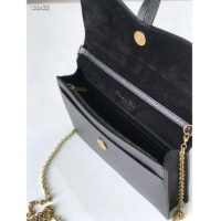 Dior Women Saddle Pouch Large Wallet On Chain Clutch Black Grained Calfskin