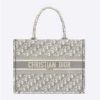 Dior Women Small Dior Book Tote Gray Dior Oblique Embroidery